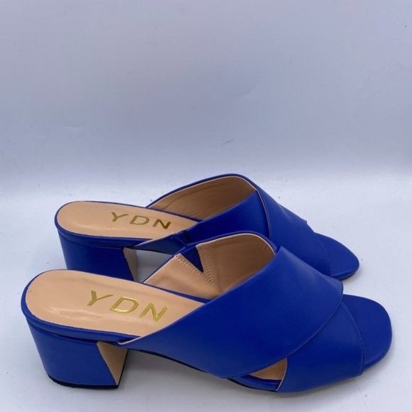 YDN Blue Cross Strap Block Heel Mules - Picture 5 of 11